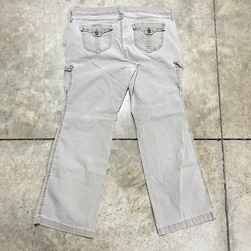 Vintage LEI Pants Brown Flare Low Rise Stretch Y2K Style Cargo Utility Size 17 - Picture 2 of 6